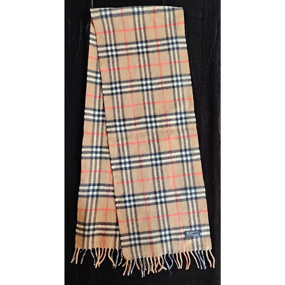 BURBERRYs of London 100% Cashmere Scarf Shawl Nova Check Beige Vintage - Picture 4 of 10